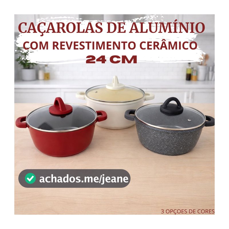 Caçarola Panela Cerâmica Antiaderente 24cm Não gruda