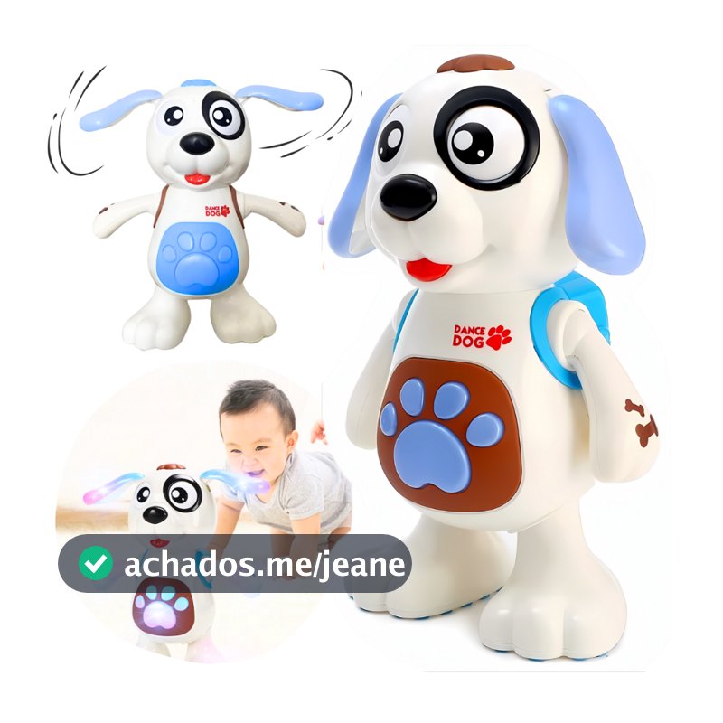 Brinquedo Cachorro Dançante Robô Mexe Movimenta Sons Luzes Musical Infantil Cachorro Pula
