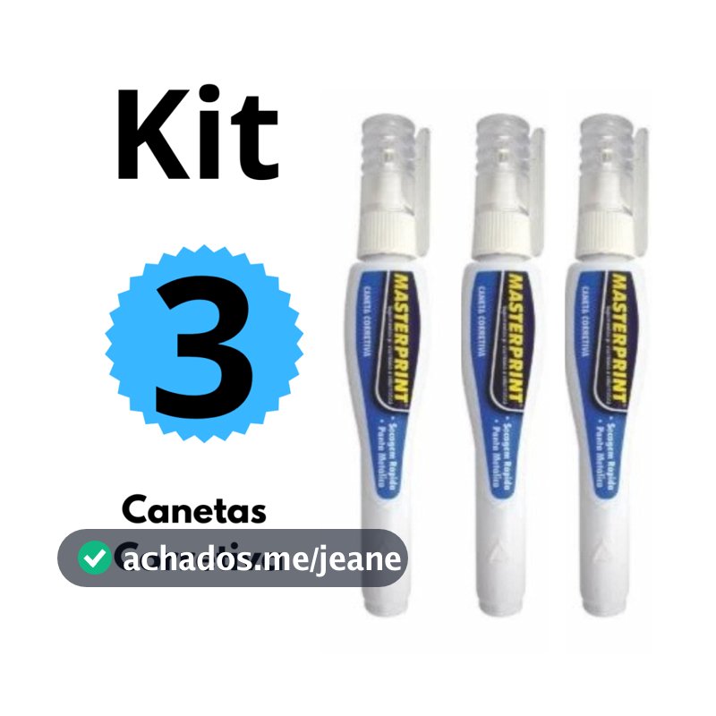 kit 3 Canetas Corretiva 7ml Corretivos em Caneta  Masterprint
