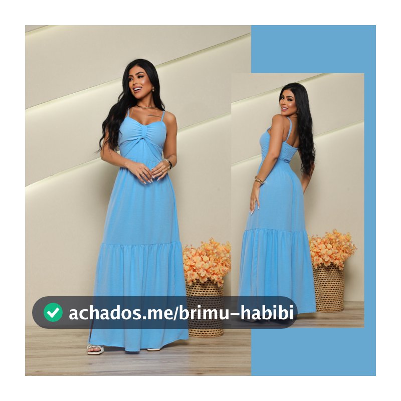 Vestido Longo Casual Soltinho com Bojo e Fenda Alçinha Regulável