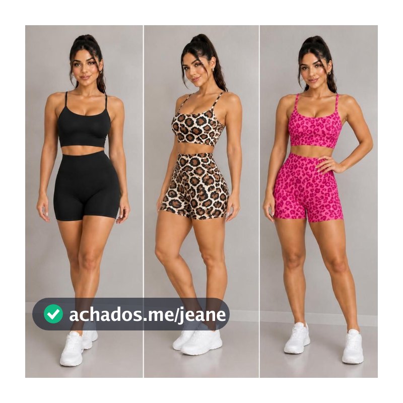 Conjunto Short e Top Fitness Feminino Academia Cintura Alta Zero Transparência