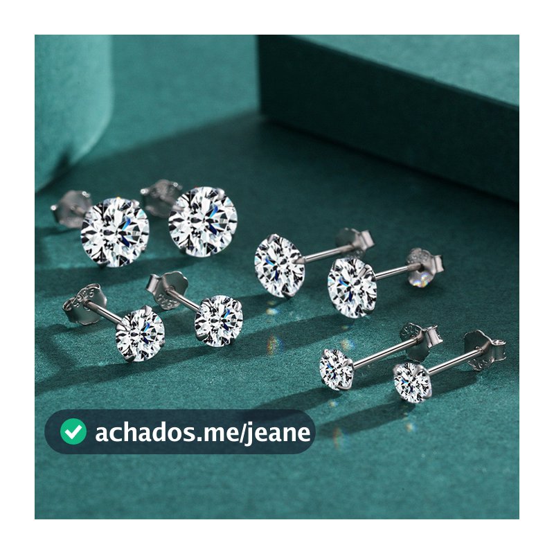 100 % 925 Prata 4-7MM Corte Redondo Brincos De Diamante De Alto Carbono Orelha Joias Finas