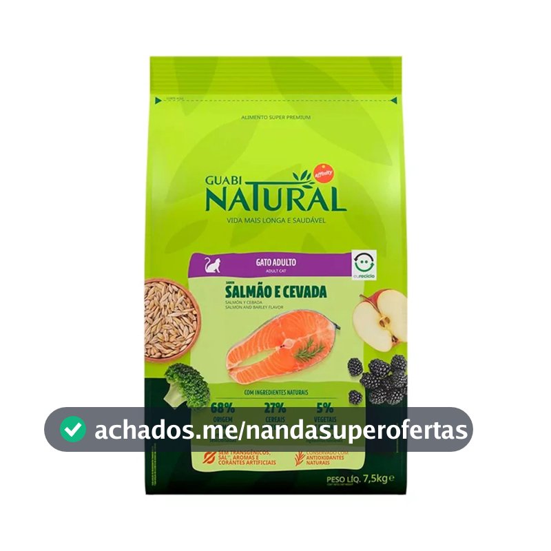 Ração Guabi Natural Gatos Adultos Salmão e Cevada 7,5kg