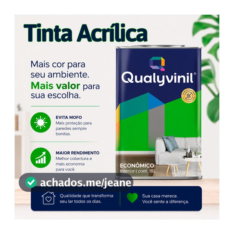 Tinta Acrílica Branco Econômica Rende Muito Areas Internas 18 Litros - Qualyvinil