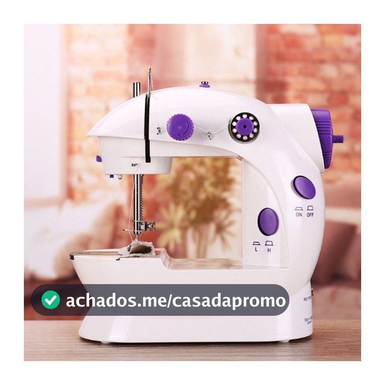 Mini Máquina Costura Portátil Com Pedal Elétrica Costureira Bivolt 110V/220V