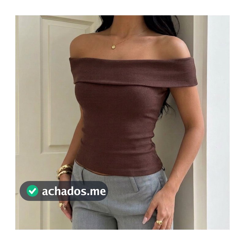 Blusa Feminina Ombro a Ombro Ribana De Algodão Tomara que Caia Elegante Básica