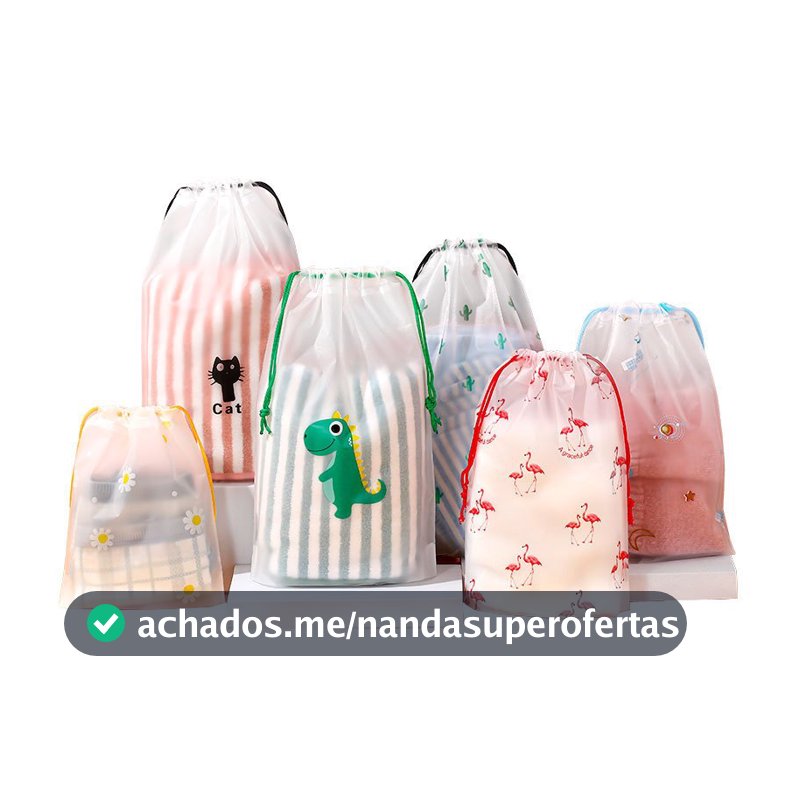Kit 5 Sacos Organizador Mala Bolsa Maternidade Reutilizáveis Viagem Presente Multiuso