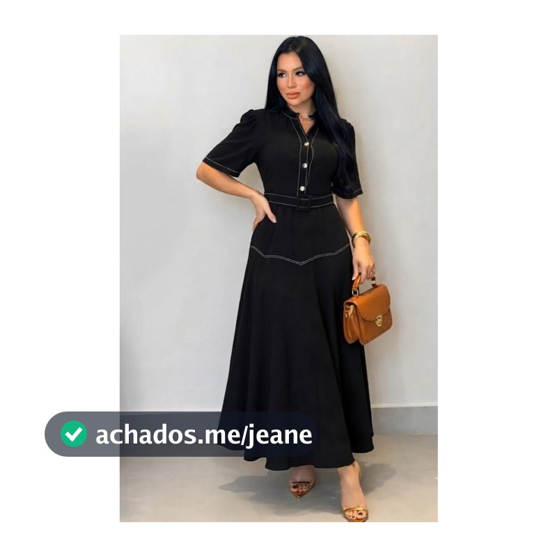 Vestido Feminino Evasê Longo Com Mangas 3 Botões, Cintura Marcada Chique de Verão para Férias, Comprimento até os Pês,