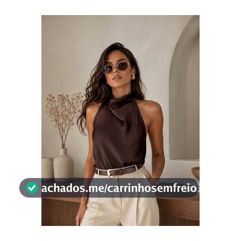 Blusa Frente Única Feminina Acetinada Gola Alta Elegante - Festa, Casual e Trabalho