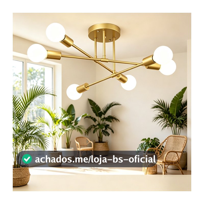 Lustre Semi-Embutido Moderno e Sofisticado em Ferro para Sala Estar Quarto Suite Corredor Cozinha