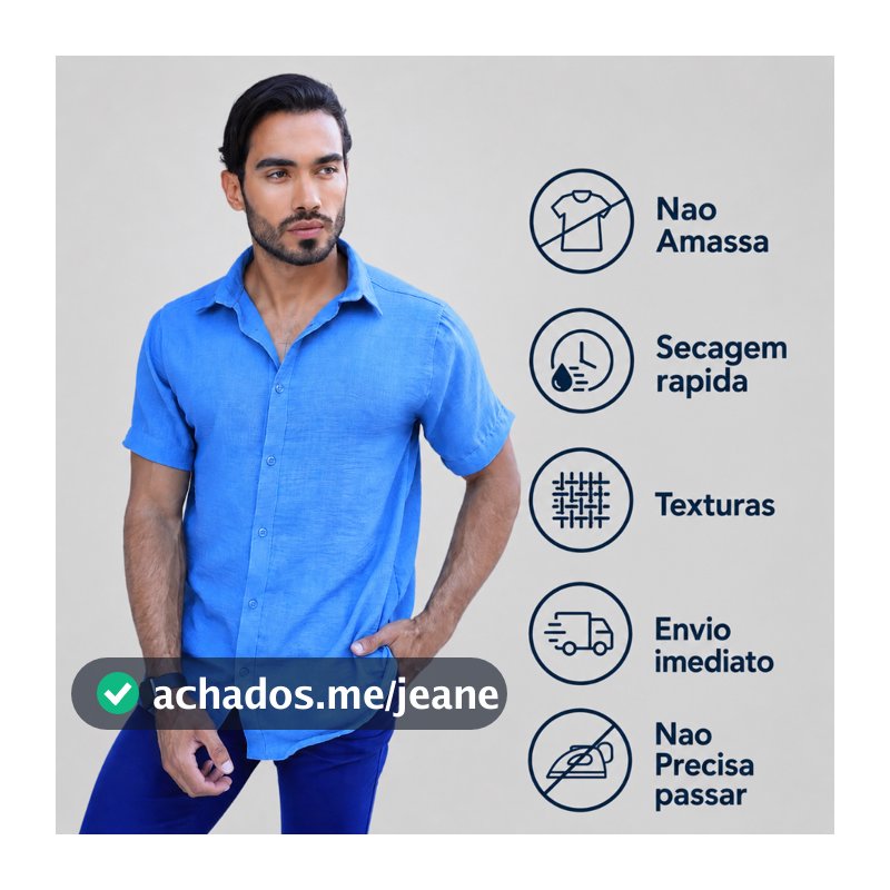 Camisa Masculina Texturizada Não Amassa Manga Curta Social Pronta Entrega Dia dos Pais
