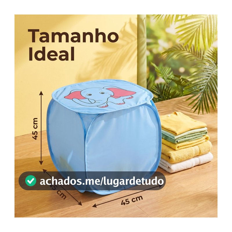 Cesto de Roupa Suja 45cm 6 Modelos Animais Dobrável