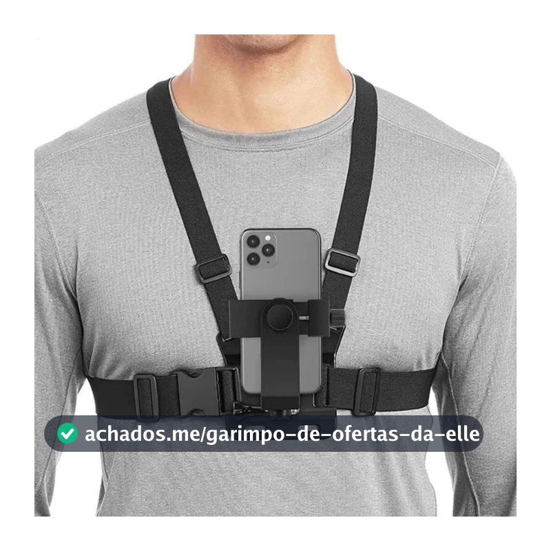 Suporte de peito ajustável para telefones celulares e câmeras GoPro para peito de motocicleta e bicicleta