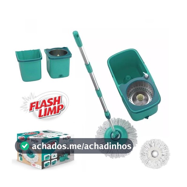 Mop Giratório Balde Cesto Inox Limpeza Esfregão 360 Mop Pro Centrifuga Esfregão Microfibra MOP7824 9 Litros