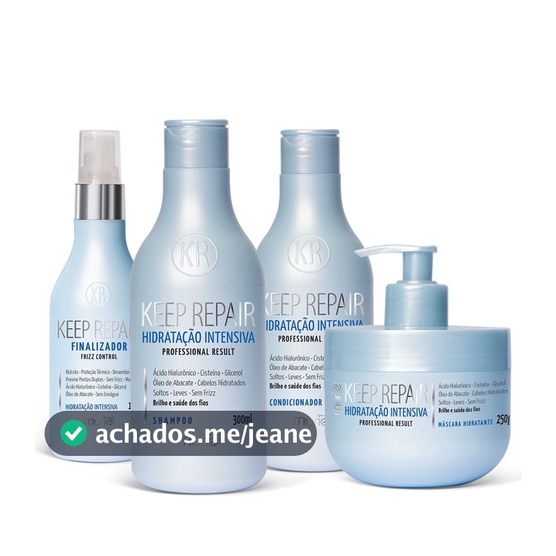 Kit Profissional Shampoo Condicionador Máscara Finalizador Keep Repair HIDRATAÇÃO INTENSIVA Muriel