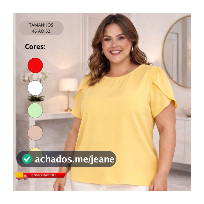 Blusa Blusinha Feminina Plus Size Social Estilosa Casual Manga Curta Trabalho Chique