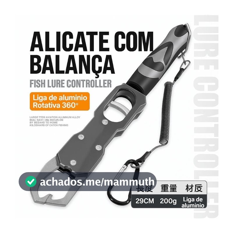 Alicate com Balança Contenção Pega Peixe em Alumínio 18kg – Pinça de Pesca com Cordão de Segurança