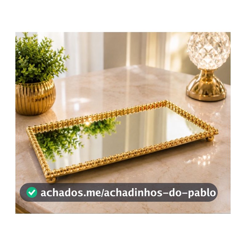 MEGA PROMOÇÃO Bandeja Espelhada Decorativa Luxo Pérolada Strass Original Sala Lavabo Banheiro