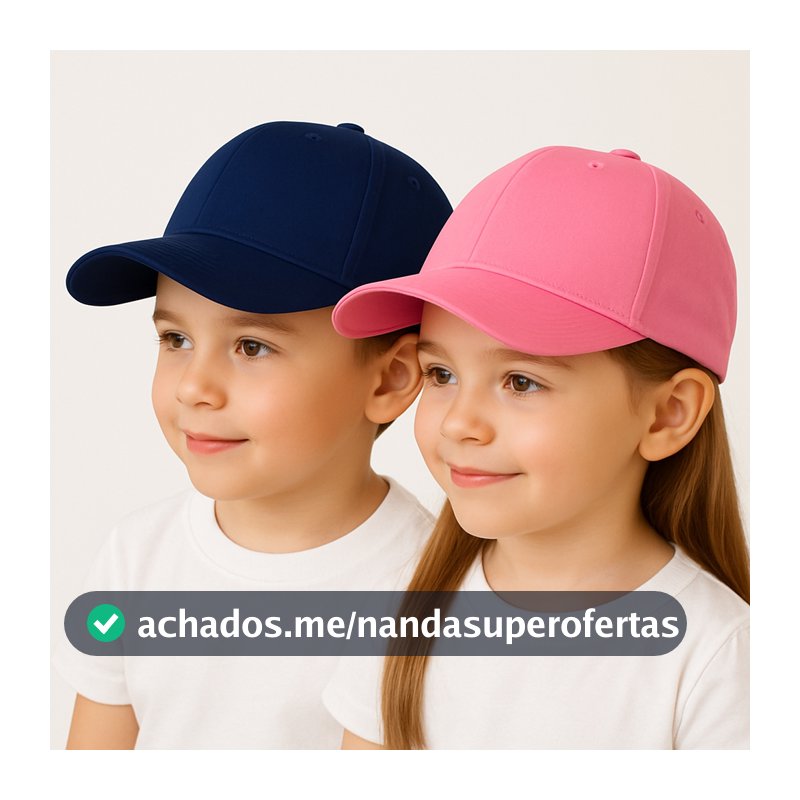 Boné Infantil Aba Curva Algodão Ajustável Proteção Solar UV Para Crianças 2 a 6 Anos