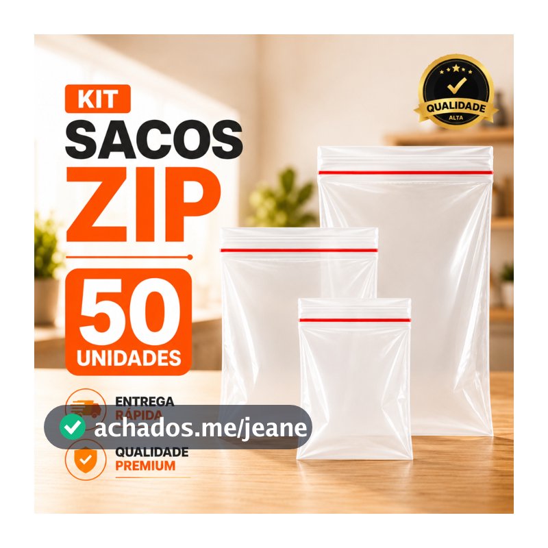 Saco Zip Kit 50 Unidades Plástico Hermético Atacado Abre Fecha Alimentos Livre Organização Maternidade Viagem