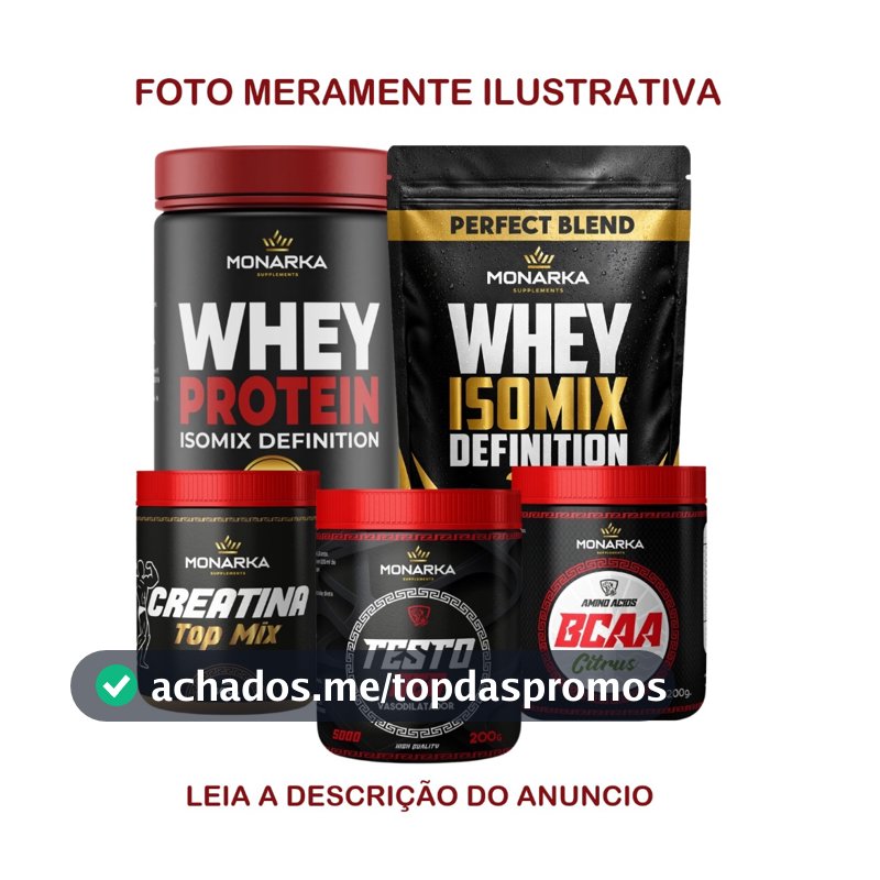 Whey Protein Blend Concentrado Isolado 1Kg + Creatina 300g + BCAA 200g + Pre treino Testo 200g - 01