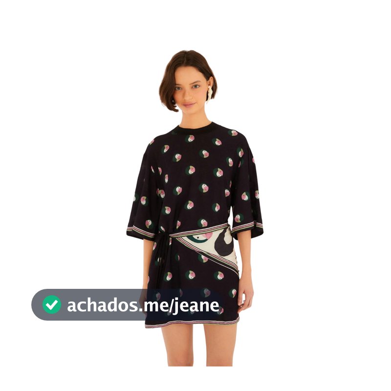 Vestido Farm T-shirt Curto Poá Ararinha Lançamento Original