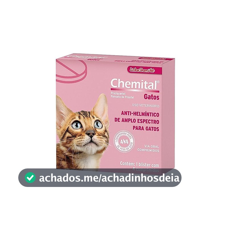Vermífugo Chemital Chemitec Para Gatos  Embalagem Com 4 Comp