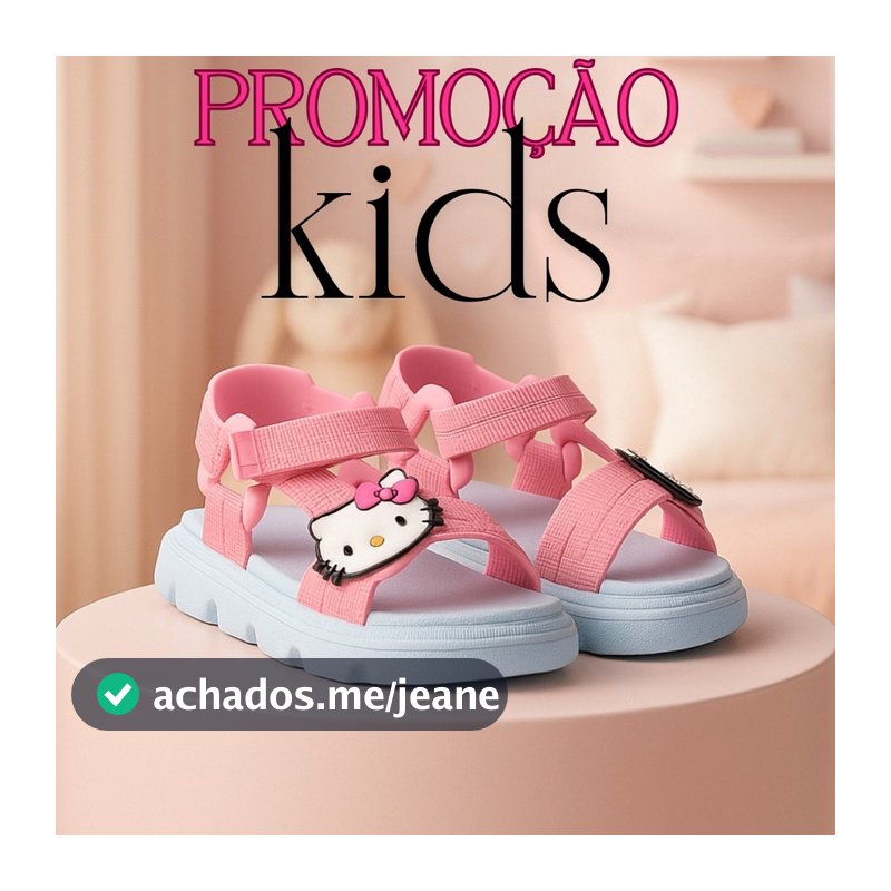 Sandália Papete Hello Kitty Infantil Super Leve e Antiderrapante