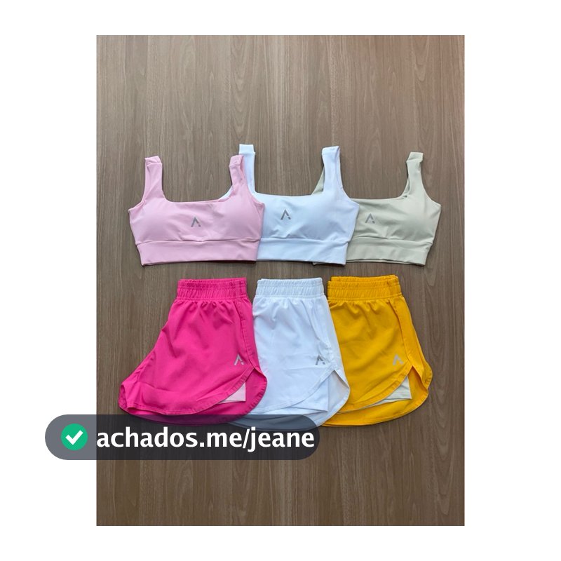 Conjunto de Short Duplo em poliamida e tectel soltinho e Top fitness Slim e Plus size Camila