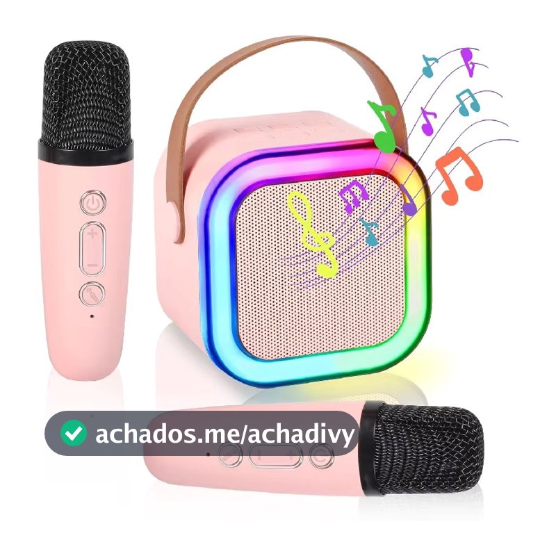 Karaokê Bluetooth com 2 Microfones Sem Fio Caixa de Som Portátil ANJGG BRASIL