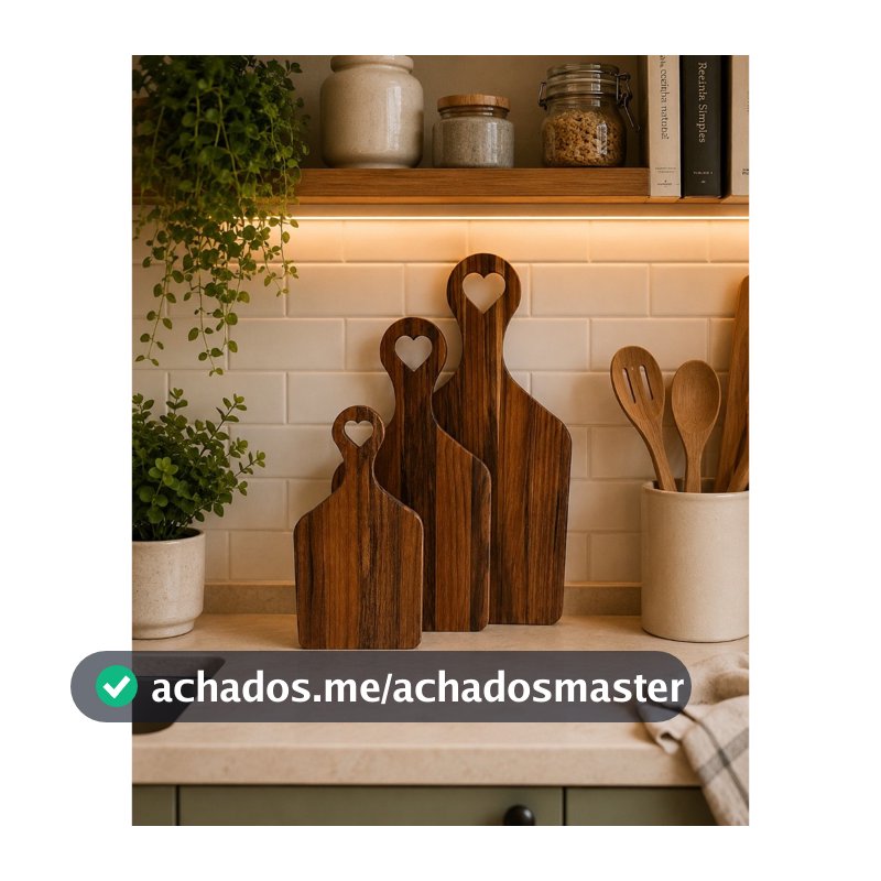 Kit Tábua Com Três Un Coração Da Mata Em Madeira Teca - Petiscos, Mini Porções, Café