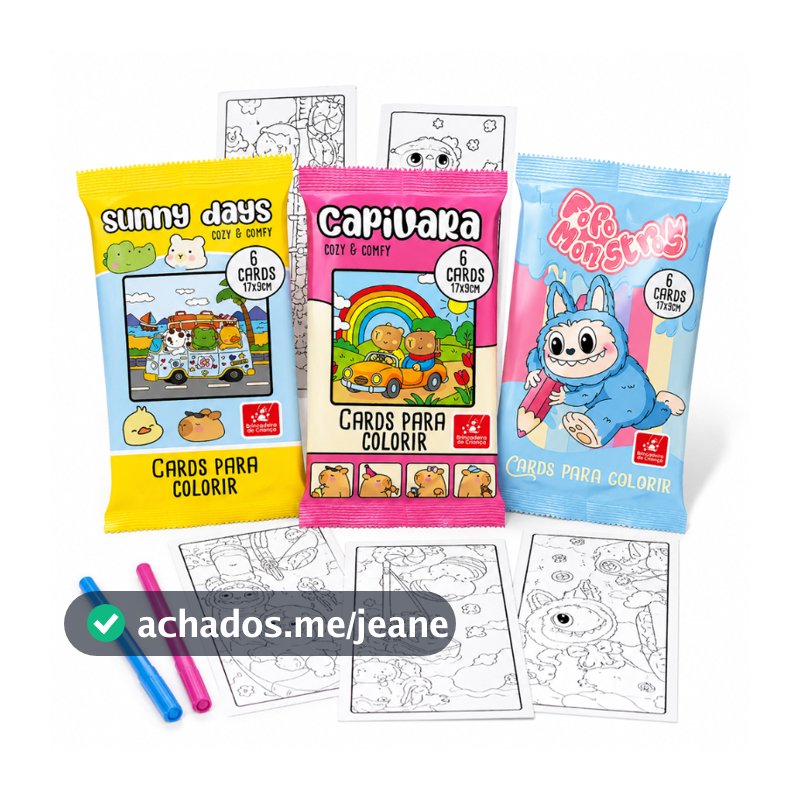 Cards Para Colorir Variados 6 Cards em cada pacote 17x9cm