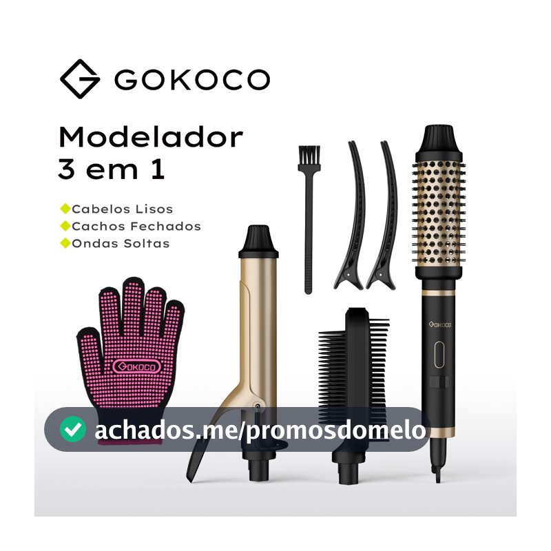 GOKOCO 3 Em 1 Multifuncional Paramodelar Modelador De Cachos Aparelho Cabelo liso Cachos Curtos E Grandese Ondulados