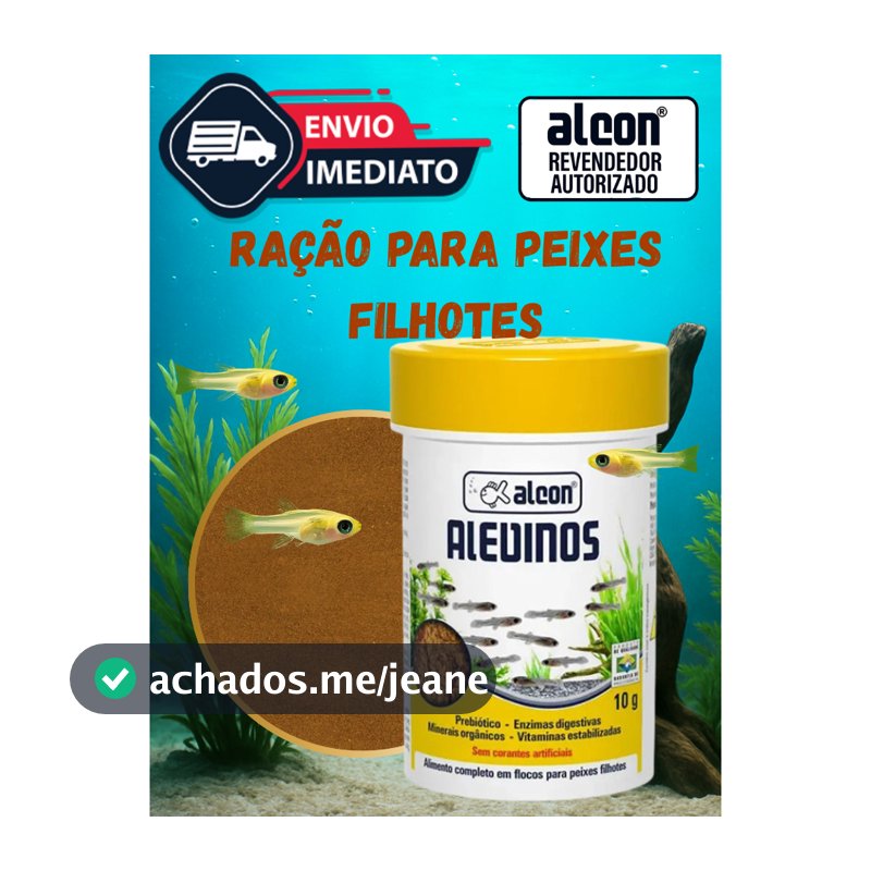 Ração Alcon Alevinos 10g para Peixes Filhotes de Aquário, Comida Inicial para Peixes de Água Doce