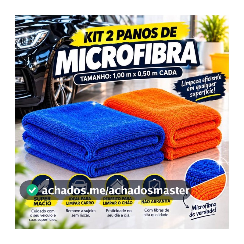 Pano de Chão Microfibra Grande com 2 unidades (1.00 metro x 50 cm)Toalha de Limpeza Gigante Residencial Automotivo Macio