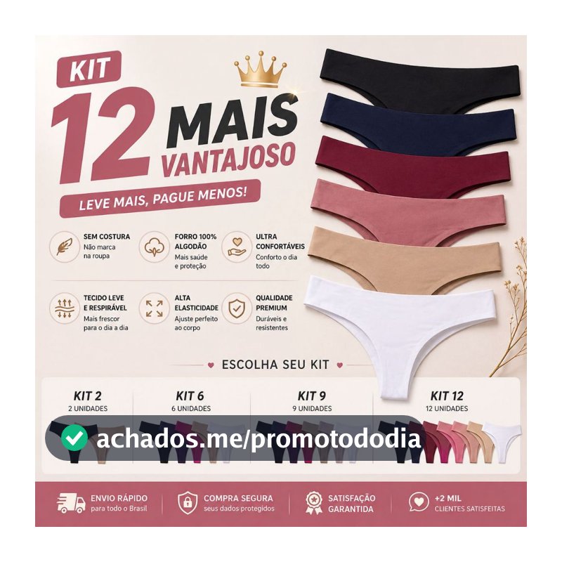 Kit Calcinha Fio Dental Sem Costura – Corte a Laser Conforto Premium