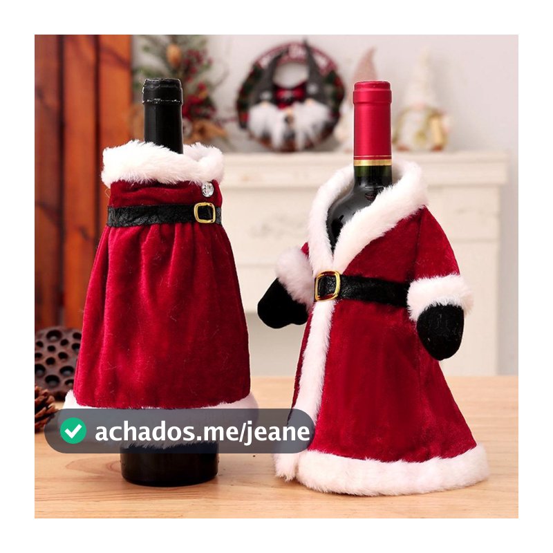 Saco De Vinho , Capa De Garrafa De Roupas Vermelhas , Vestido De Veludo De Papai Noel Festa Decoração De Casa Natal