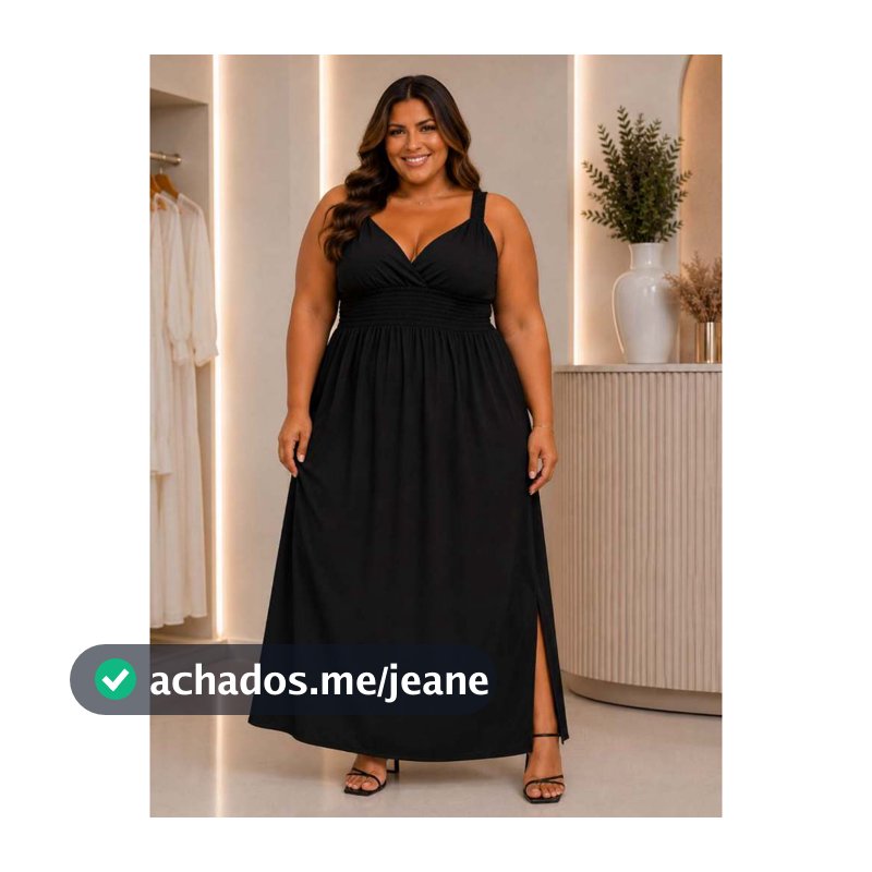 Vestido Longo Plus Size Feminino Alças Decote V Elástico na Cintura Vestido plus size preto Vestido tamanho 50