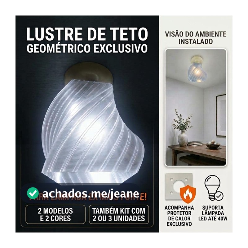 Cúpula para Lustre Luminária Moderna Geométrica Decorativa para Sala Quarto Cozinha Pendente Iluminação Casa
