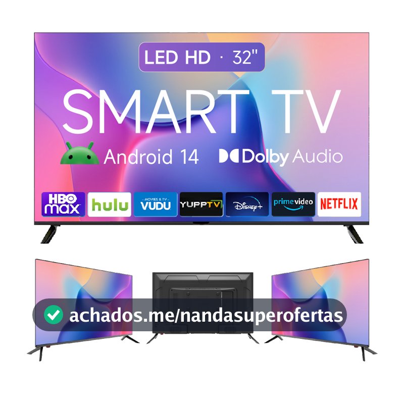 Smart TV 32 polegadas LED HD Wi-Fi TV 60Hz 32wdsnbx 100/240v Android 14