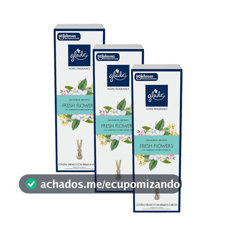 Kit 3 Difusor de Aromas Fresh Flowers Glade Home Fragrance 100ml cada