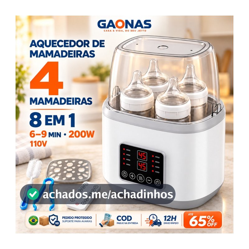 GN-Aquecedor e Esterilizador de Mamadeiras 8 em 1 Duplo 110V 200W Aquecimento Rápido 6-9min para Leite Fórmula e Papinha
