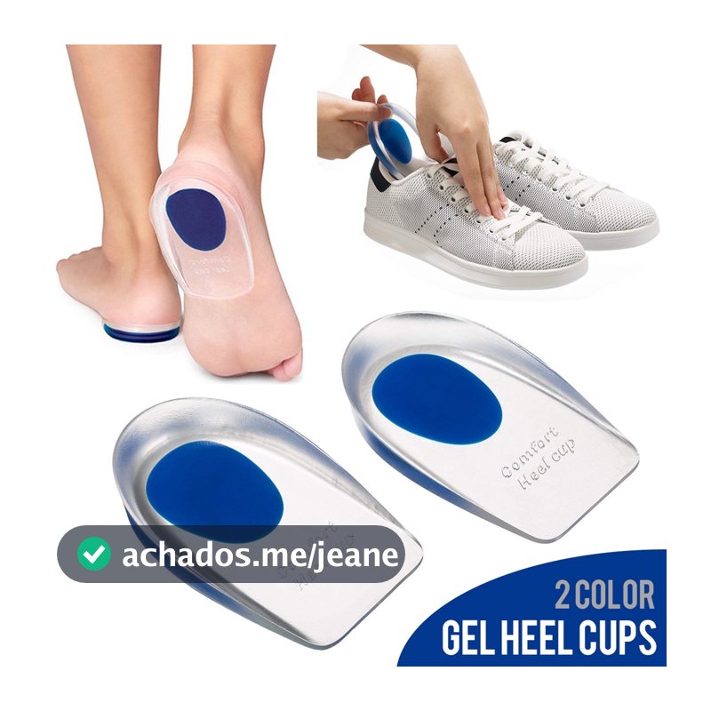 Palmilha Ortopedica Gel Silicone Calcanhar Anti-Impacto Esporao Dor Altura