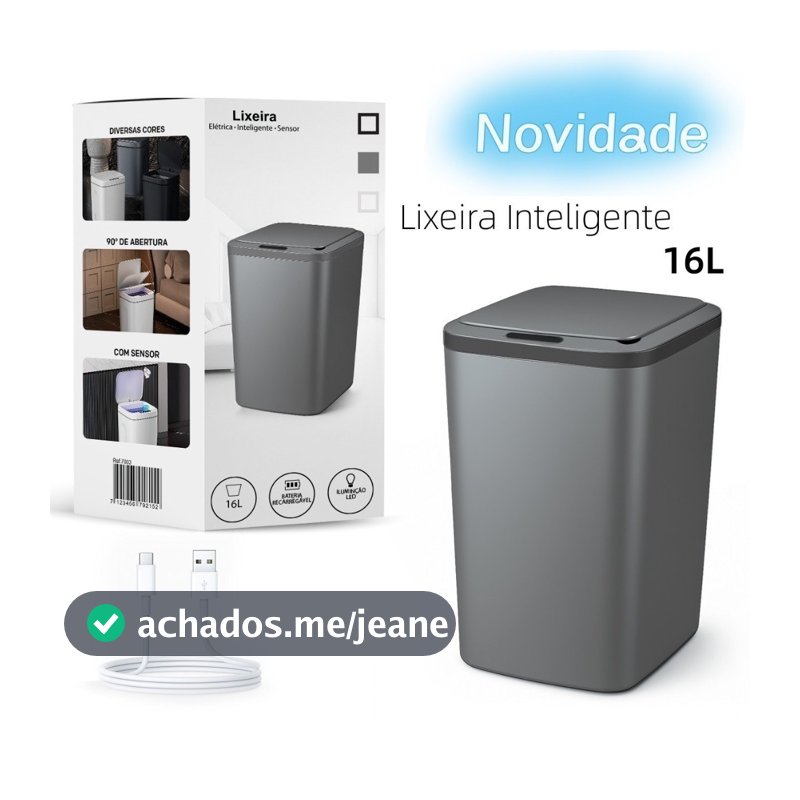 Lixeira Sensor Automática Inteligente de Banheiro Cozinha Escritório Capacidade 16 Litros