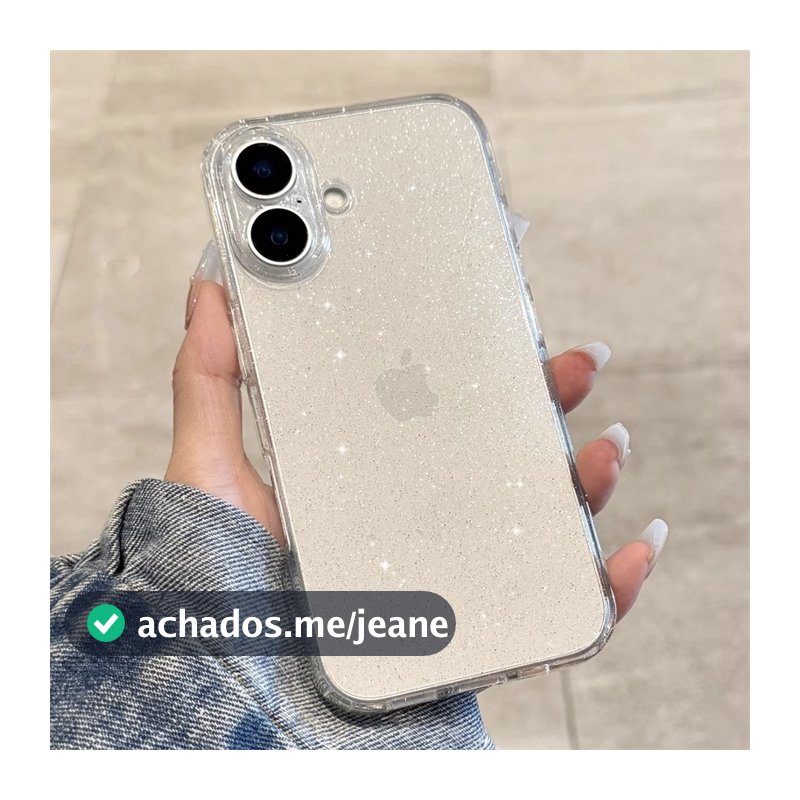 Capa TPU Glitter Brilho Clean Flexível Delicada para iPhone 11 12 13 14 15 16 17 Pro Max