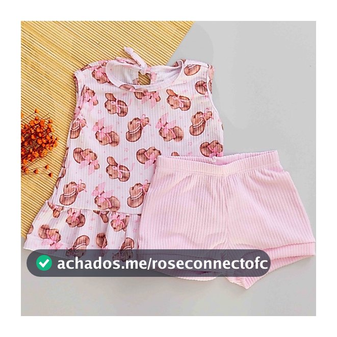 Conjunto Bebê Infantil Verão Regata Estampa Chapeu e Shorts Rosa Claro Menina