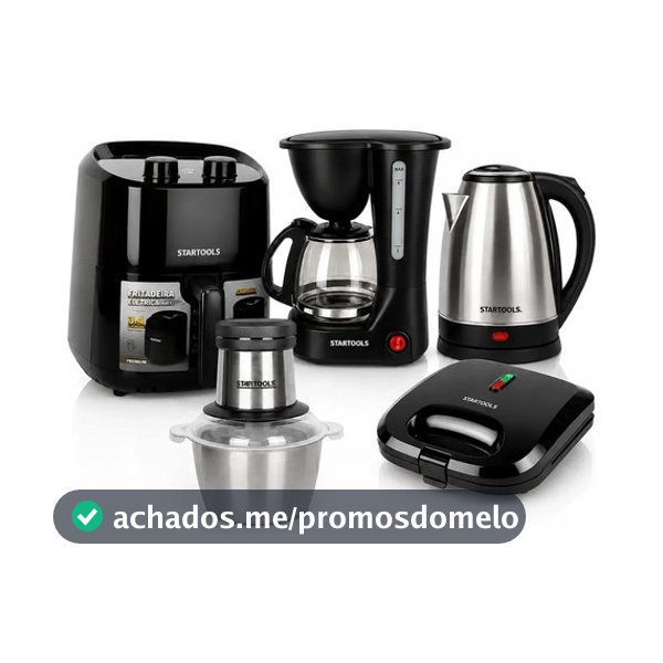 Kit Cozinha 5 Em 1 - Kit Presente - Air Fryer+Cafeteira + Chaleira+Sanduicheira + Processador (110v)