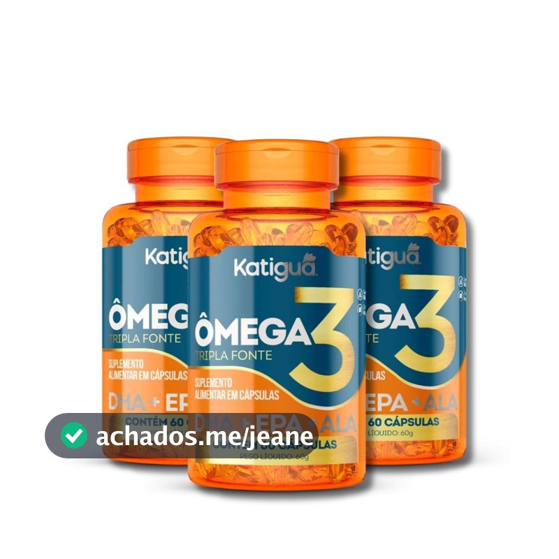 Kit com 3 Omega 3 Tripla Fonte 1000mg Original Natural Puro 60Cápsulas