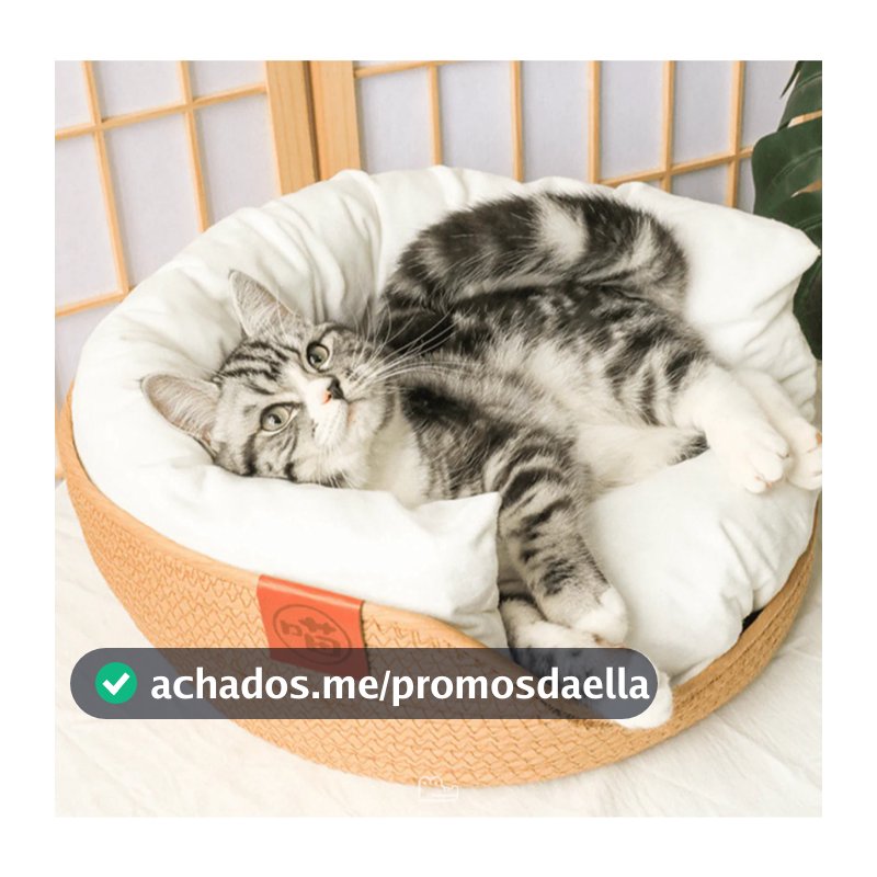 Cama de Bambu Natural para Pet com Travesseiros