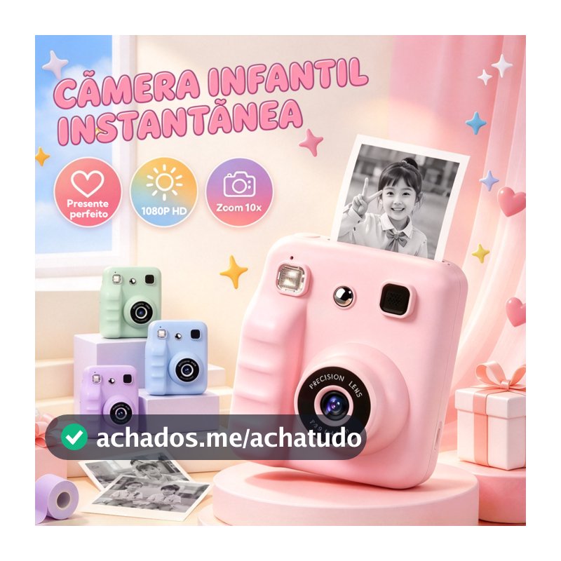 Crianças Câmera Instantânea Impressão Foto HD 1080P16X Zoom Música Filmadora Divertido Jogo Brinquedo Natal Presente Ani